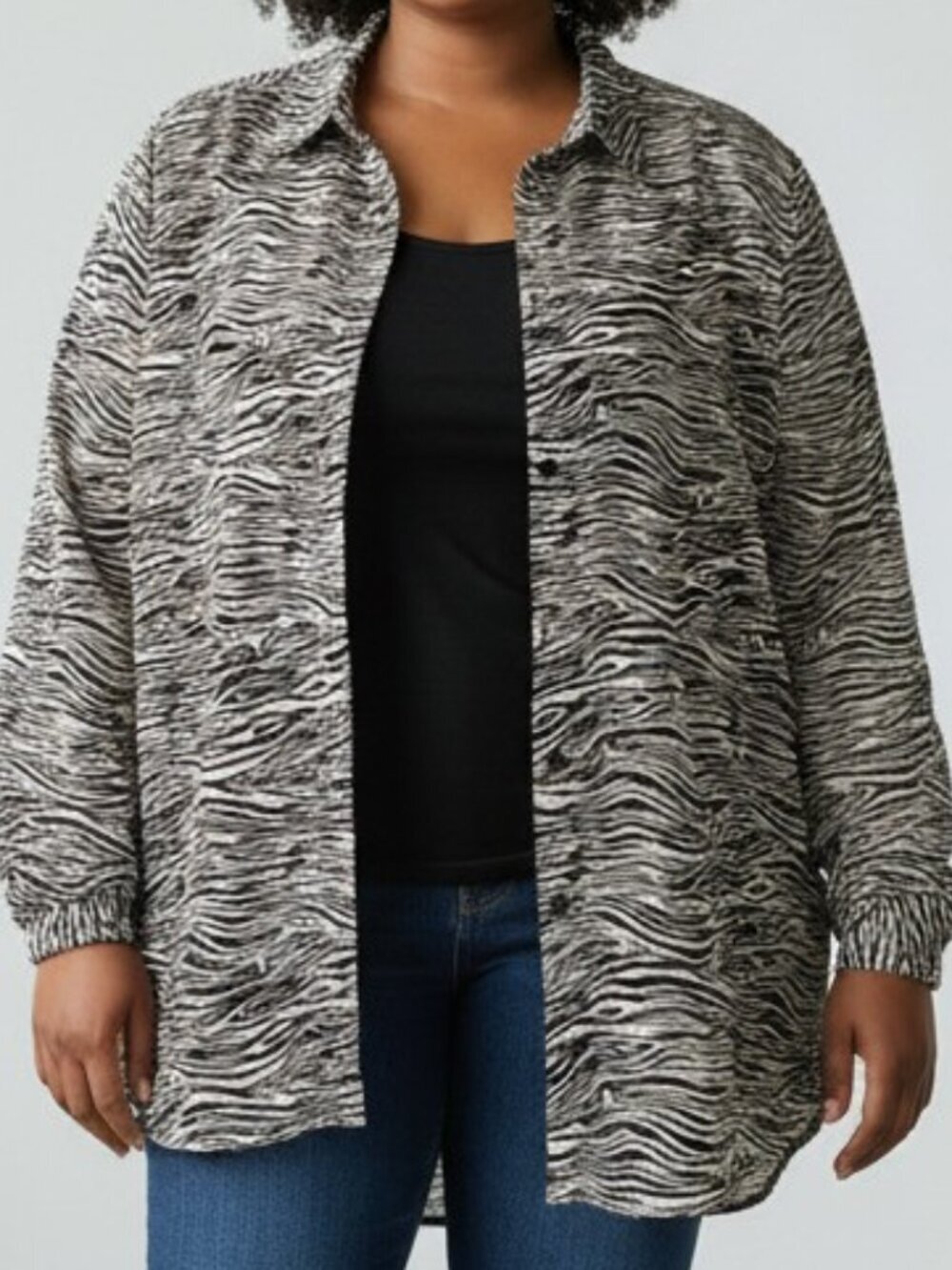 Christopher & Banks Zebra print blouse Womens Extra Large XL black yellow white